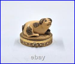 Vintage Estee Lauder- Imperial Dog Ivory Series Cinnabar Solid Perfume Compact