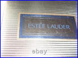Vintage Estee Lauder Solid perfume compact Cameo Blue/White WITH BOX AND BAG