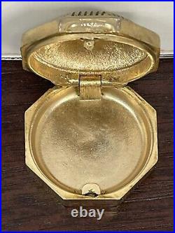 Vintage Estee Lauder Youth Dew Solid Perfume Gold Tone Ruby Red Stone Compact