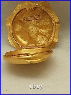 Vtg Estee Lauder Perfume Compact Trinket Box Gold & Frog